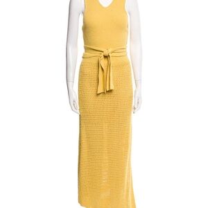 ALC Yellow Ribbed Tie Front Maxi Dress